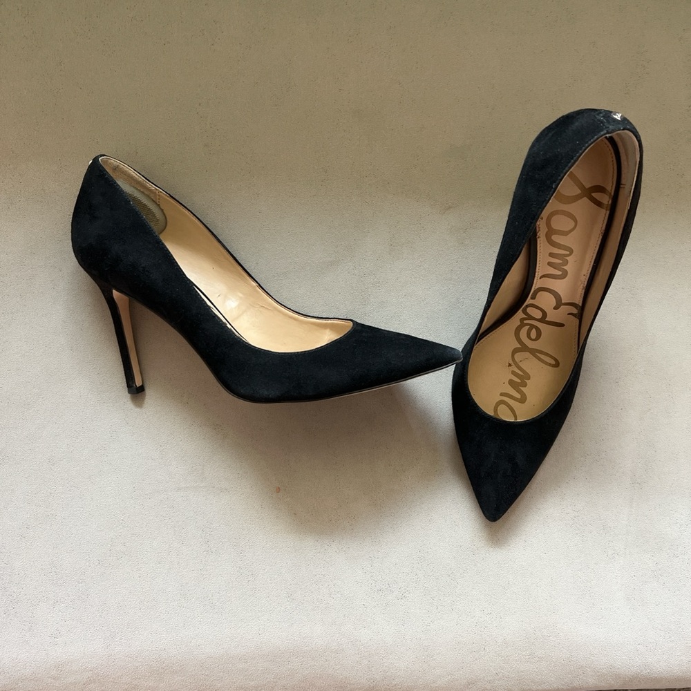 Sam Edelman Black Suede Pointed-Toe Stiletto Pumps